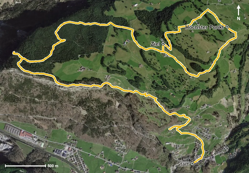 Luftbild Aussicht Wander-Walkingtrail Illgau