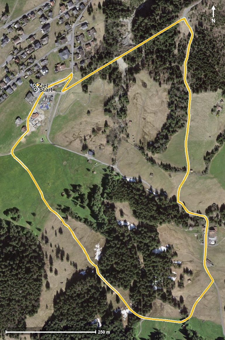 Luftbild mit eingezeichneter Route: Brückenrundweg
