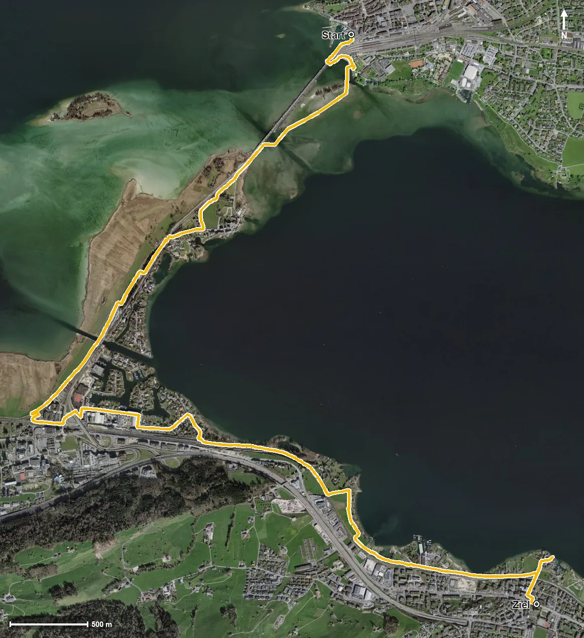 Luftbild Erlebnisweg Obersee: Rapperswil - Altendorf