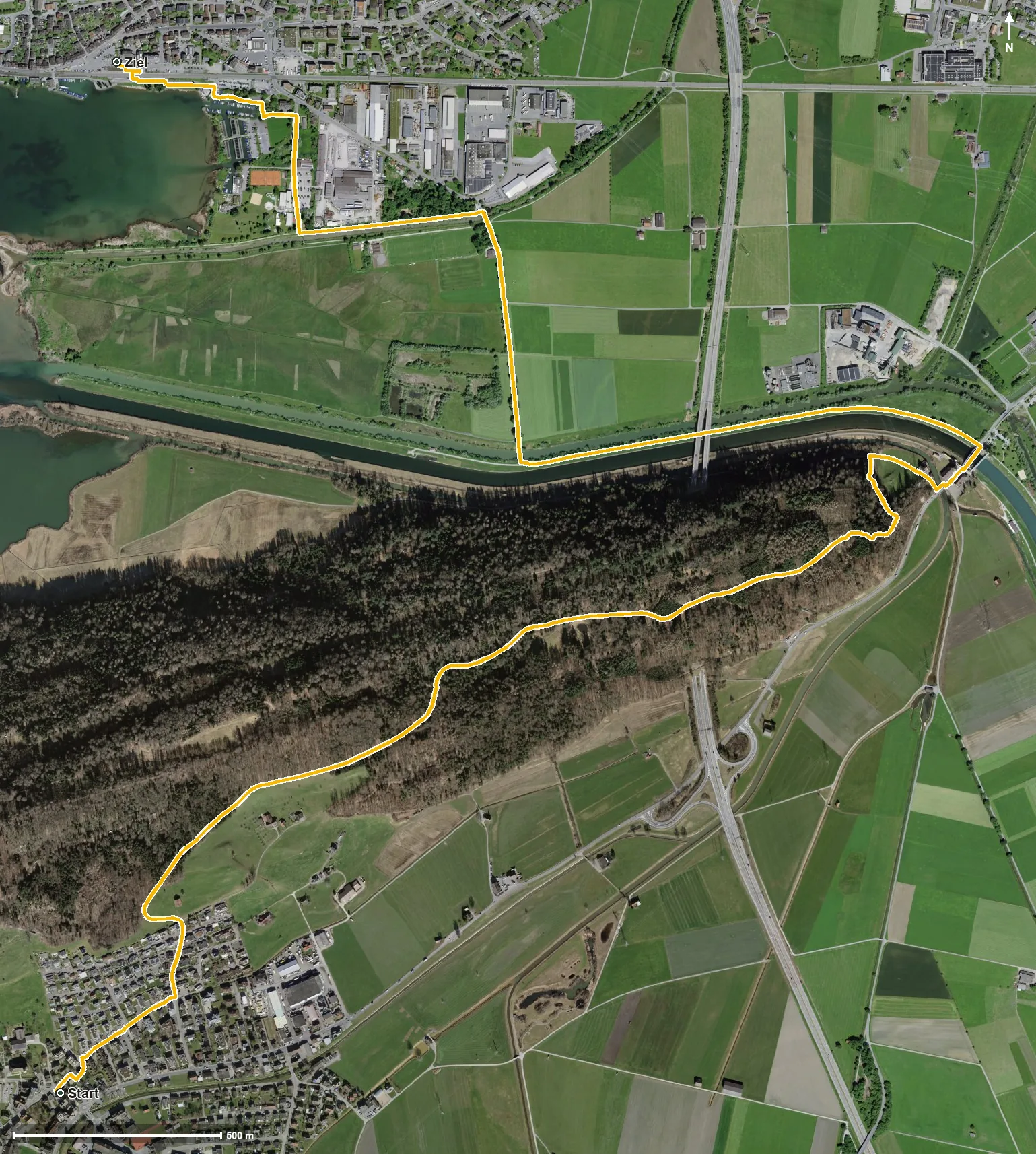 Luftbild Erlebnisweg Obersee: Tuggen - Schmerikon