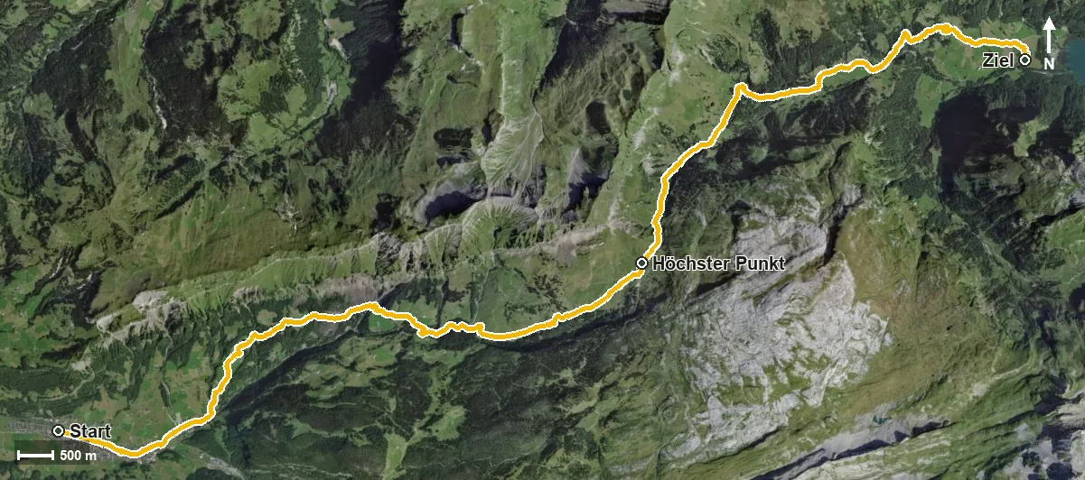 Luftbild Pragelpass-Weg Etappe 2: Muotathal – Hinter Klöntal