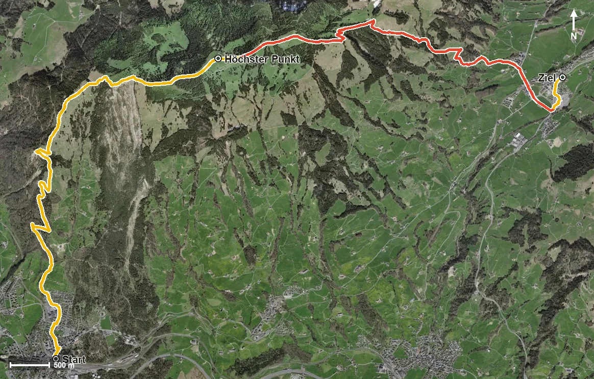 Luftbild Schwyzer Höhenweg Etappe 3: Goldau – Sattel