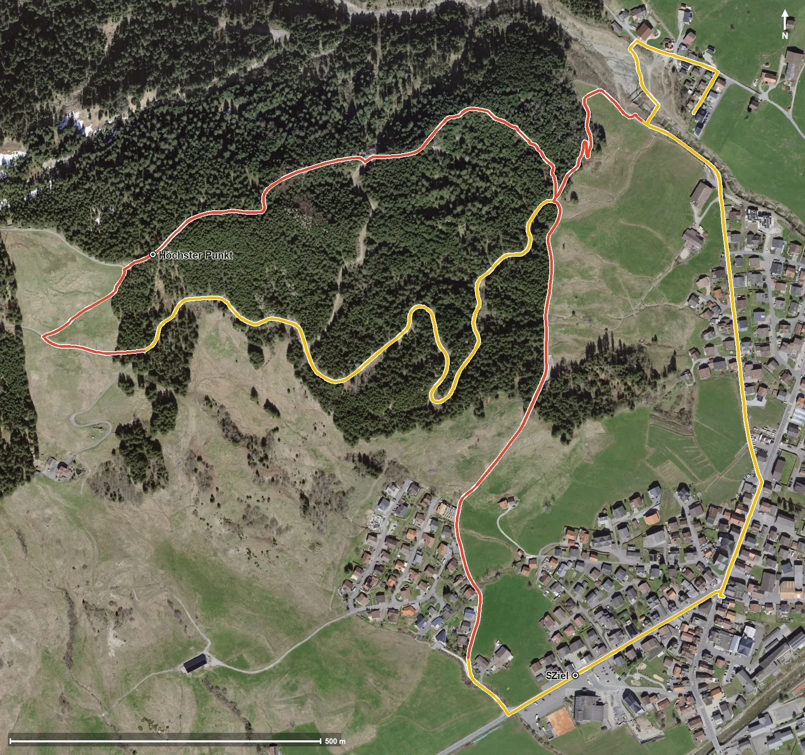 Luftbild Holzskulpturenweg Unteriberg