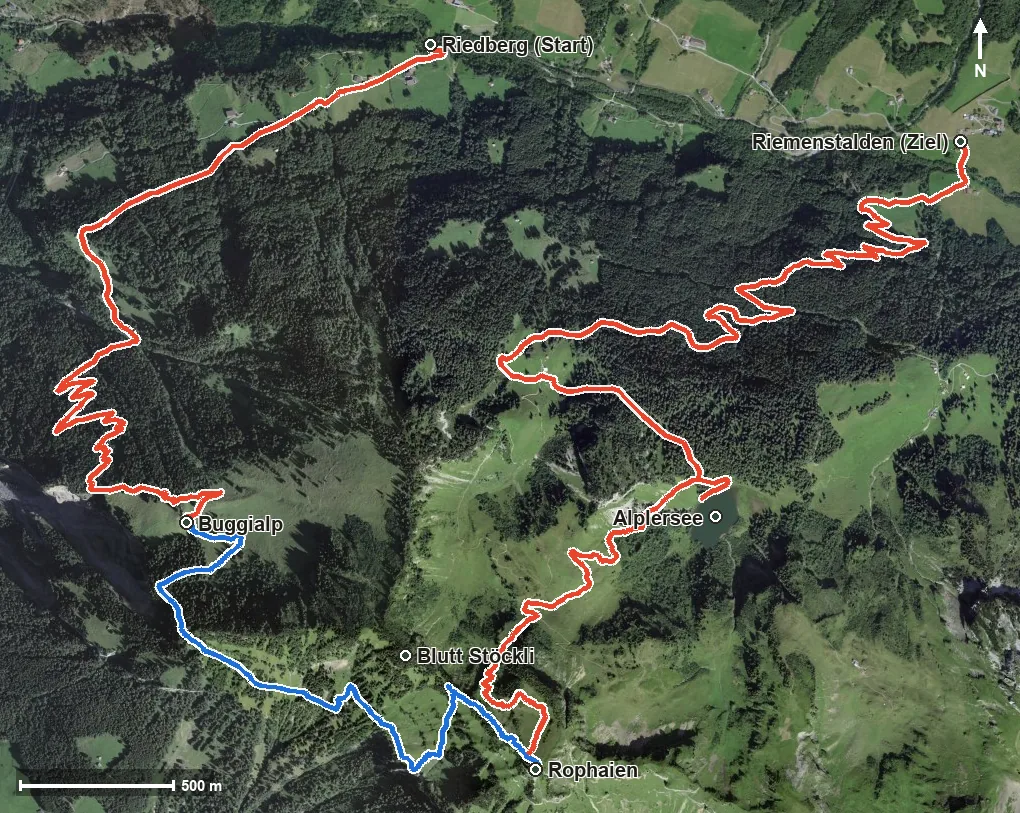 Luftbild Über den Rophaien zum Alplersee
