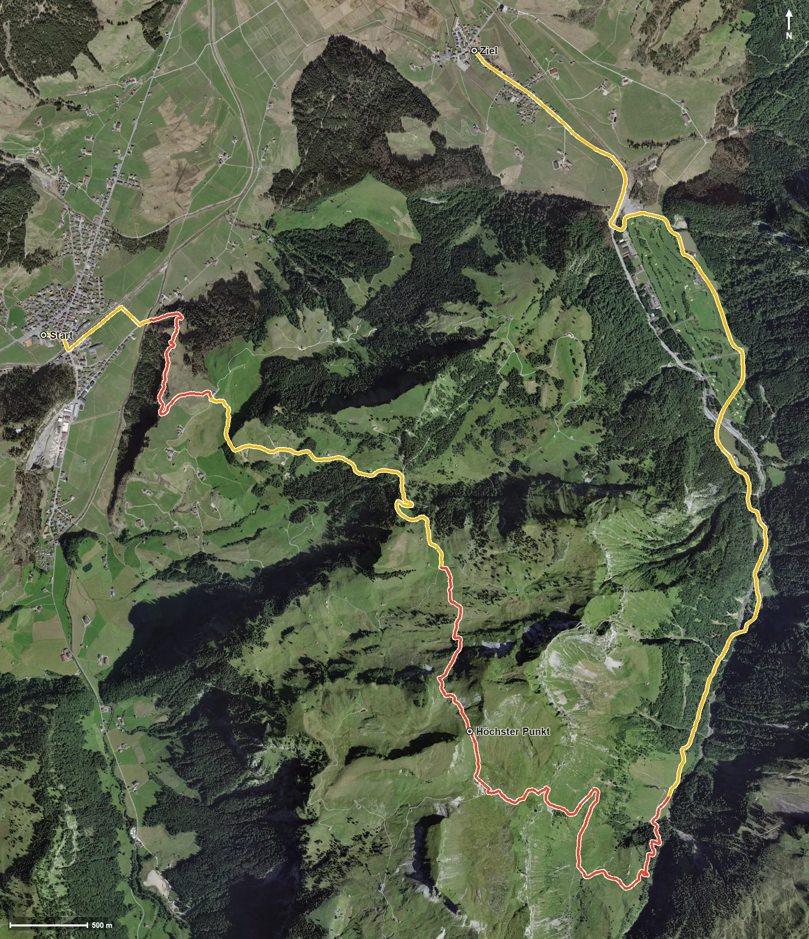Luftbild Sihl ErlebnisWeg 1. Etappe – Unteriberg - Untersihl - Studen