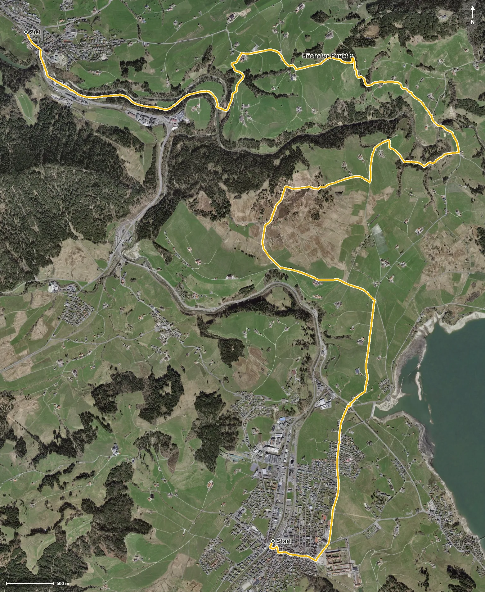Luftbild Sihl ErlebnisWeg 4. Etappe – Einsiedeln - Schindellegi
